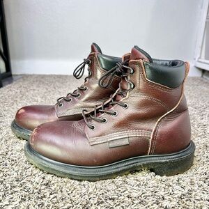 Redwing 606 Supersole 2.0 Soft Toe Work Boots Mens 9 E2 Wide Heavy Duty Brown